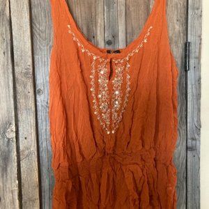 Orange Cupio sleeveless top with embroidery and sequins, size L